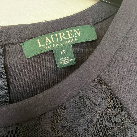 NEW Lauren Ralph Lauren Dress Lace Panel Back Zip Size 12 Wedding Guest Navy - Picture 3 of 9